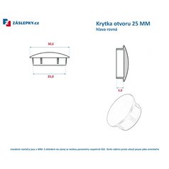 Zátka otvorů kulatá 25mm - grafitová