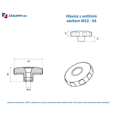 Hlavice s vnitřním závitem M12 - 64mm