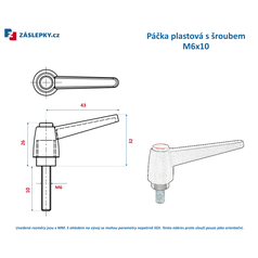 Plastová regulovatelná páčka  M6x10mm