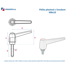 Plastová regulovatelná páčka  M8x10mm