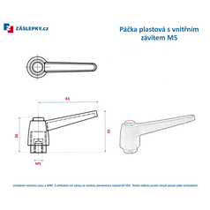Plastová regulovatelná páčka s vnitřním závitem M5