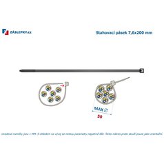 Stahovací pásek 7,6x200 černý