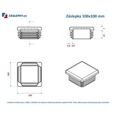 Záslepka 100x100mm čtvercová bílá leštěná