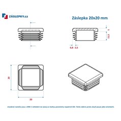 Záslepka 20x20mm čtvercová bílá leštěná