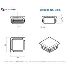Záslepka 35x35mm čtvercová bílá leštěná