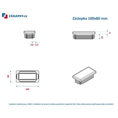 Záslepka 100x80mm obdélníková černá erodovaná