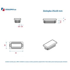 Záslepka 25x10mm obdélníková černá erodovaná