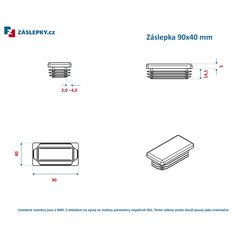 Záslepka 90x40mm obdélníková černá erodovaná