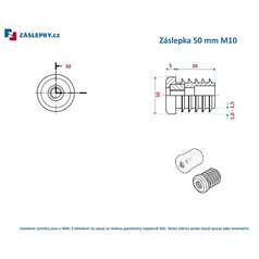 Záslepka 50mm kulatá černá leštěná se závitem M10
