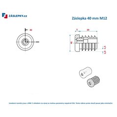 Záslepka 40mm kulatá černá leštěná se závitem M12