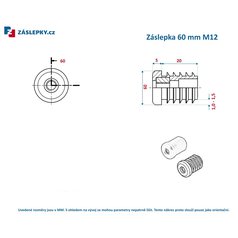 Záslepka 60mm kulatá černá leštěná se závitem M12