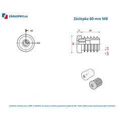 Záslepka 60mm kulatá černá leštěná se závitem M8